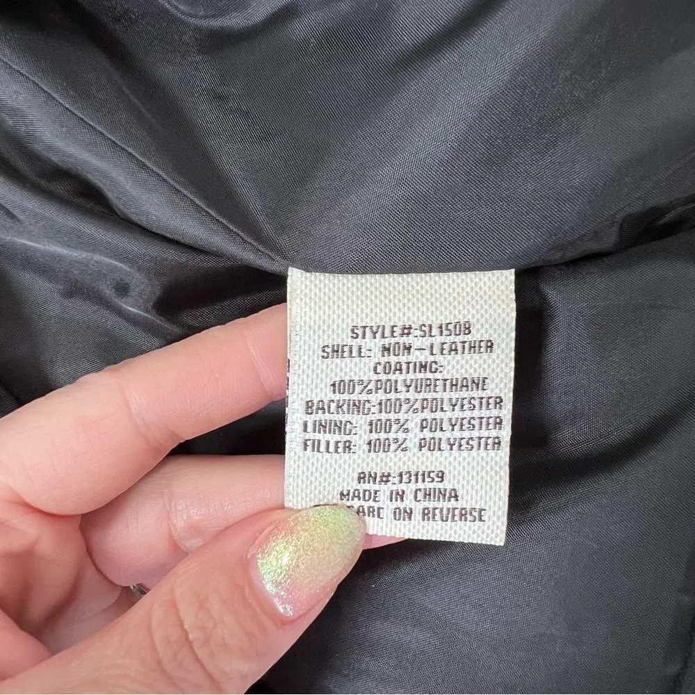 Black‎ faux leather puffer jacket - Picture 3 of 6